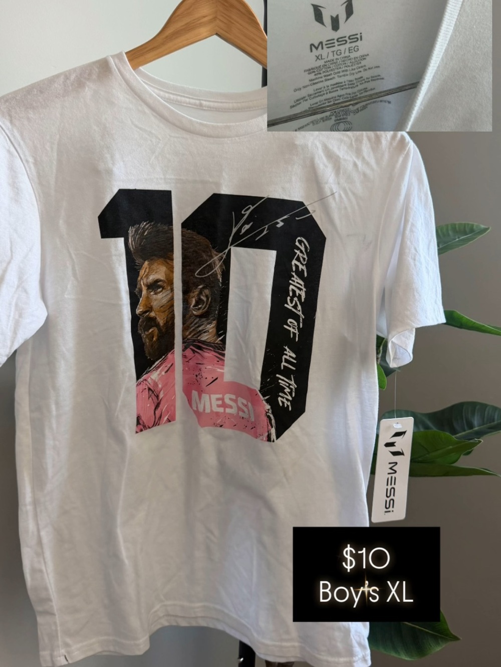 Messi Boys' White Short Sleeve '10' Graphic Tee